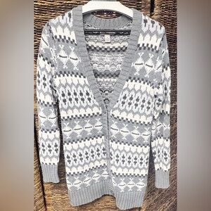 Bass Gray and White Knit‎ Sweater- Size: Medium, Womens